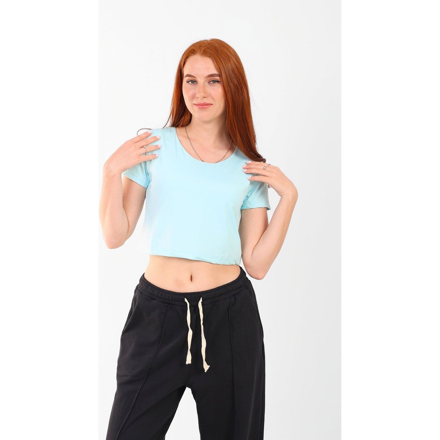CROPPED WIDE NECK basic Double layer