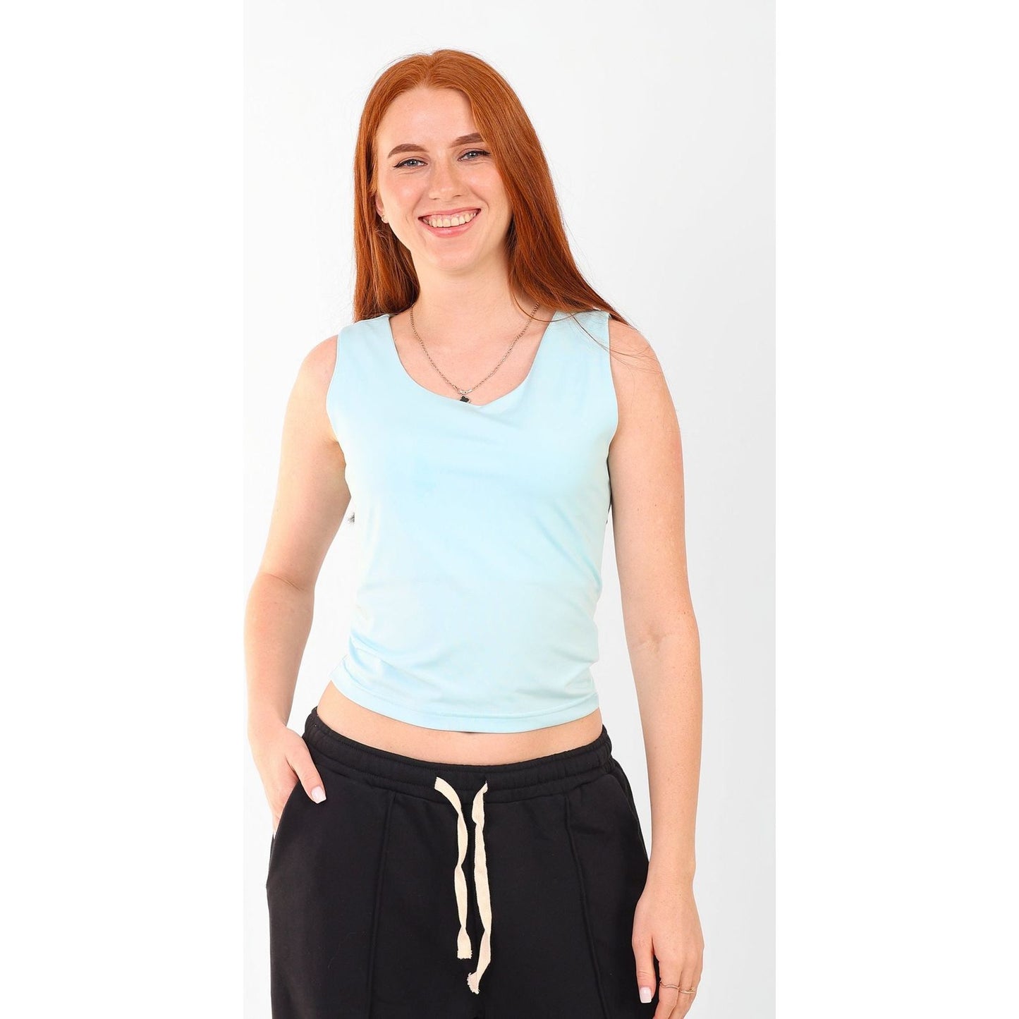 TANK TOP ROUND NECK basic Double layer