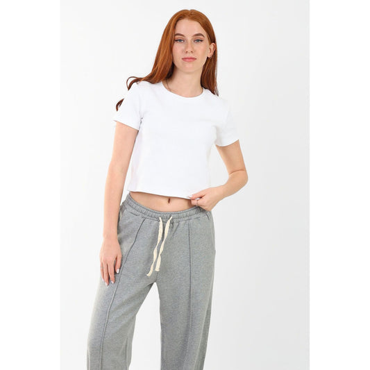 RIBBED ROUND NECK T-SHIRT