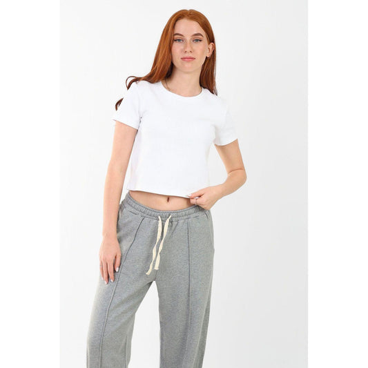 RIBBED ROUND NECK T-SHIRT