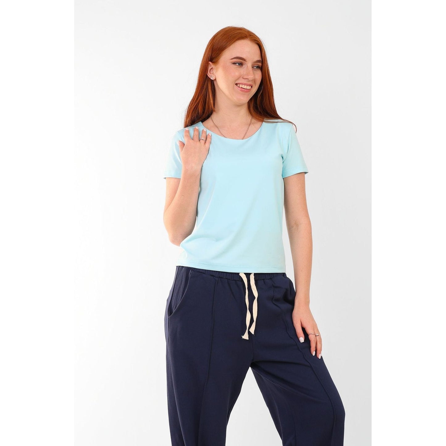 WIDE NECK SHORT SLEEVE basic Double layer