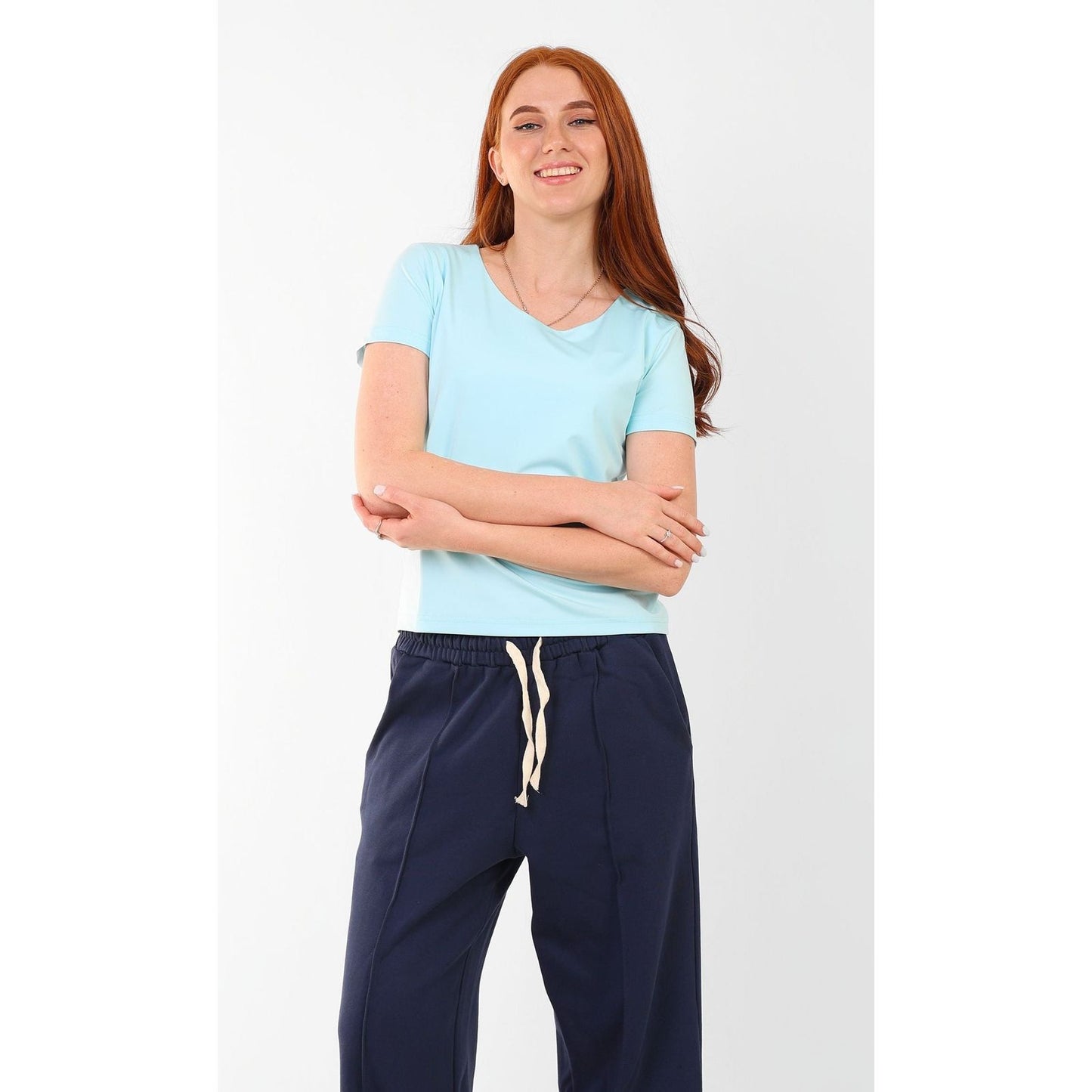 WIDE NECK SHORT SLEEVE basic Double layer