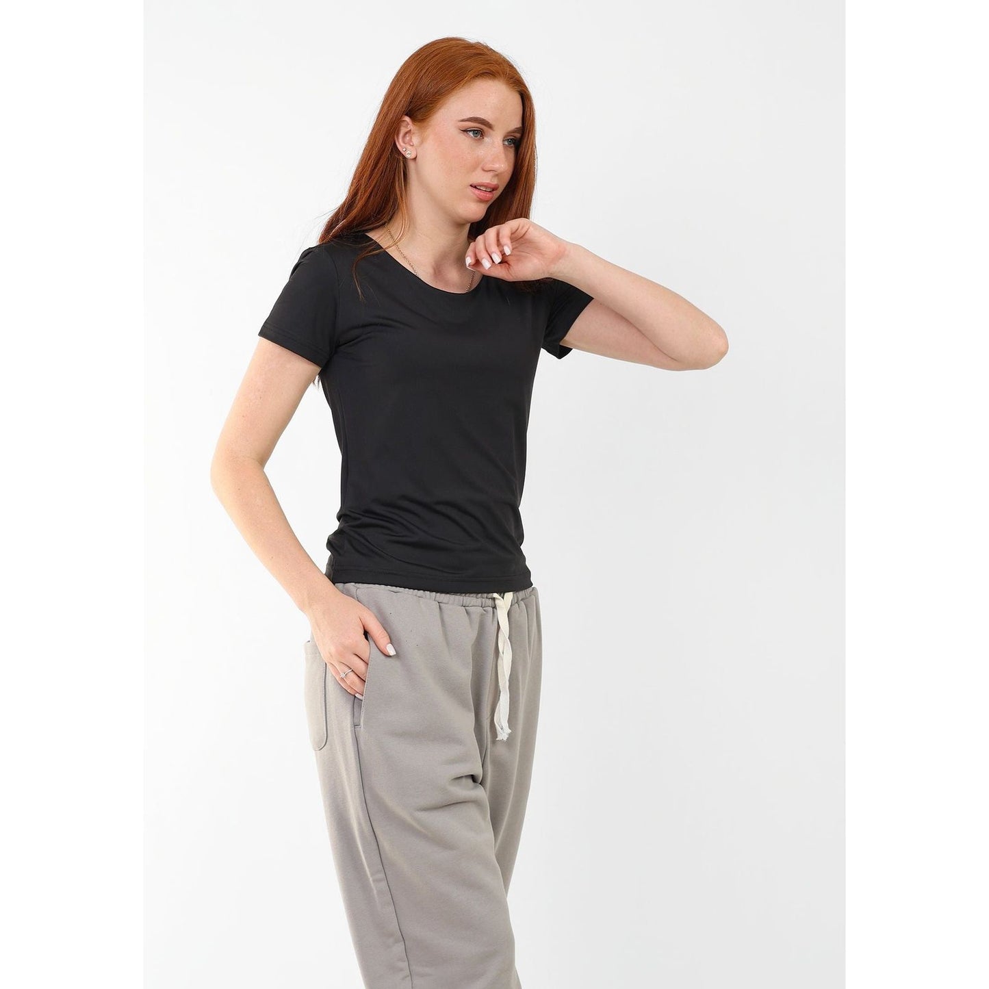 WIDE NECK SHORT SLEEVE basic Double layer