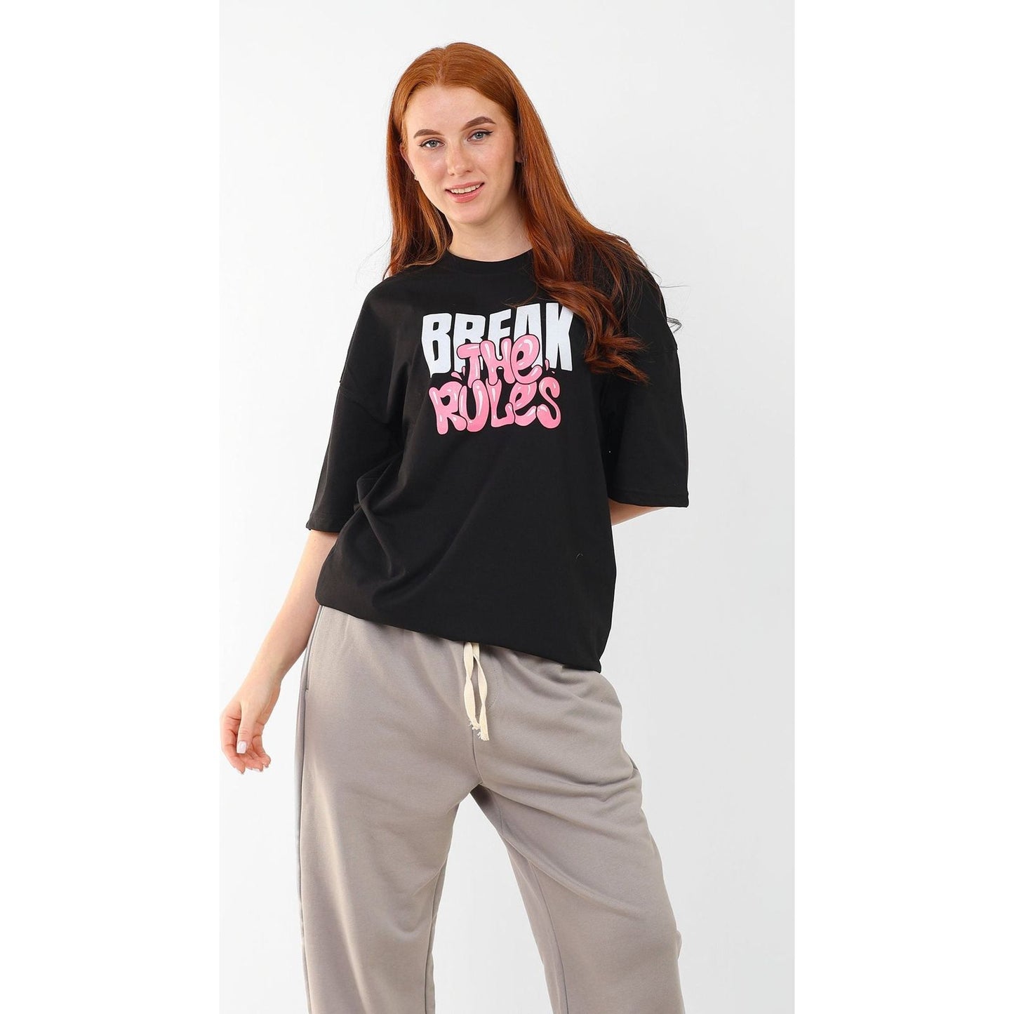 BLACK T- SHIRT over size prin break