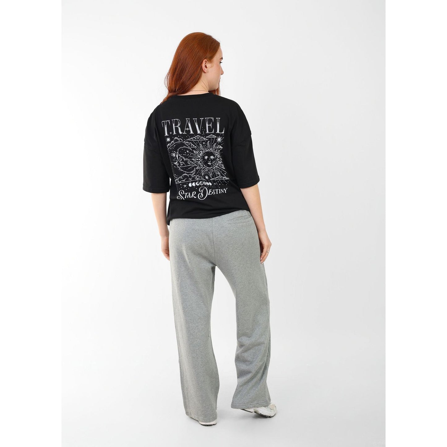 BLACK T- SHIRT over size  sun moon