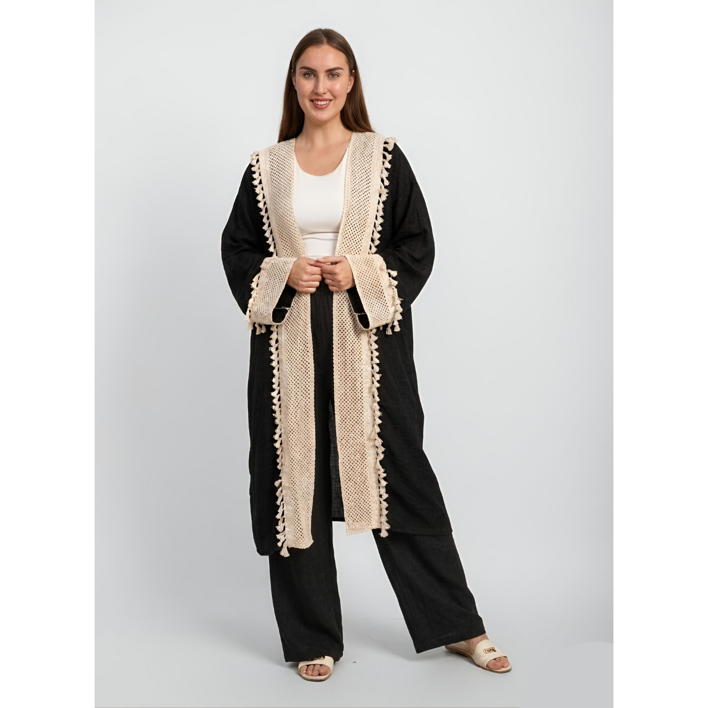 Linen Open Front Cardigan