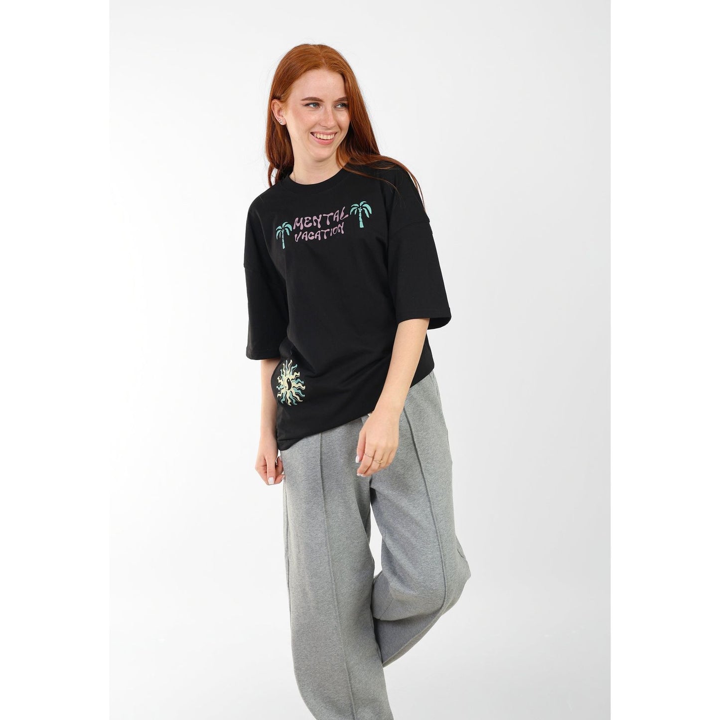 BLACK T- SHIRT over size Unisex print wearsly