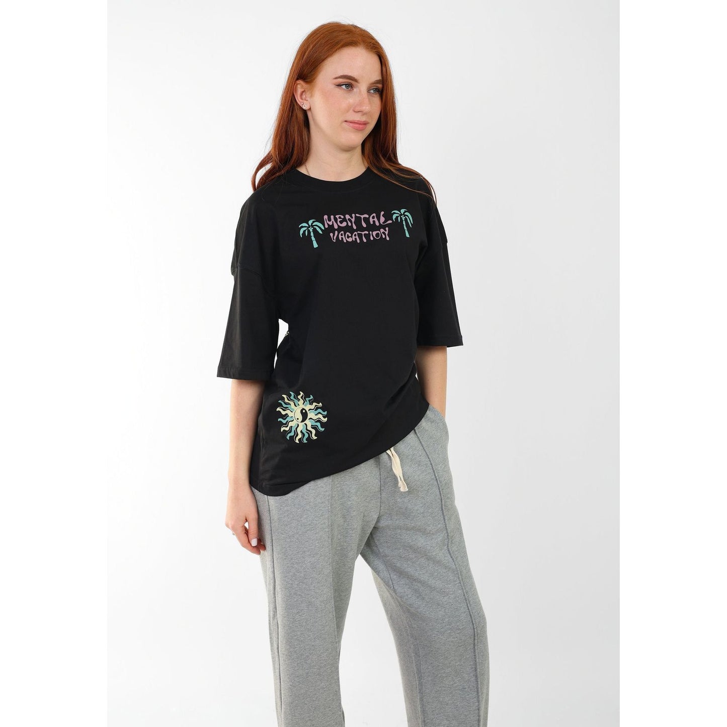 BLACK T- SHIRT over size Unisex print wearsly