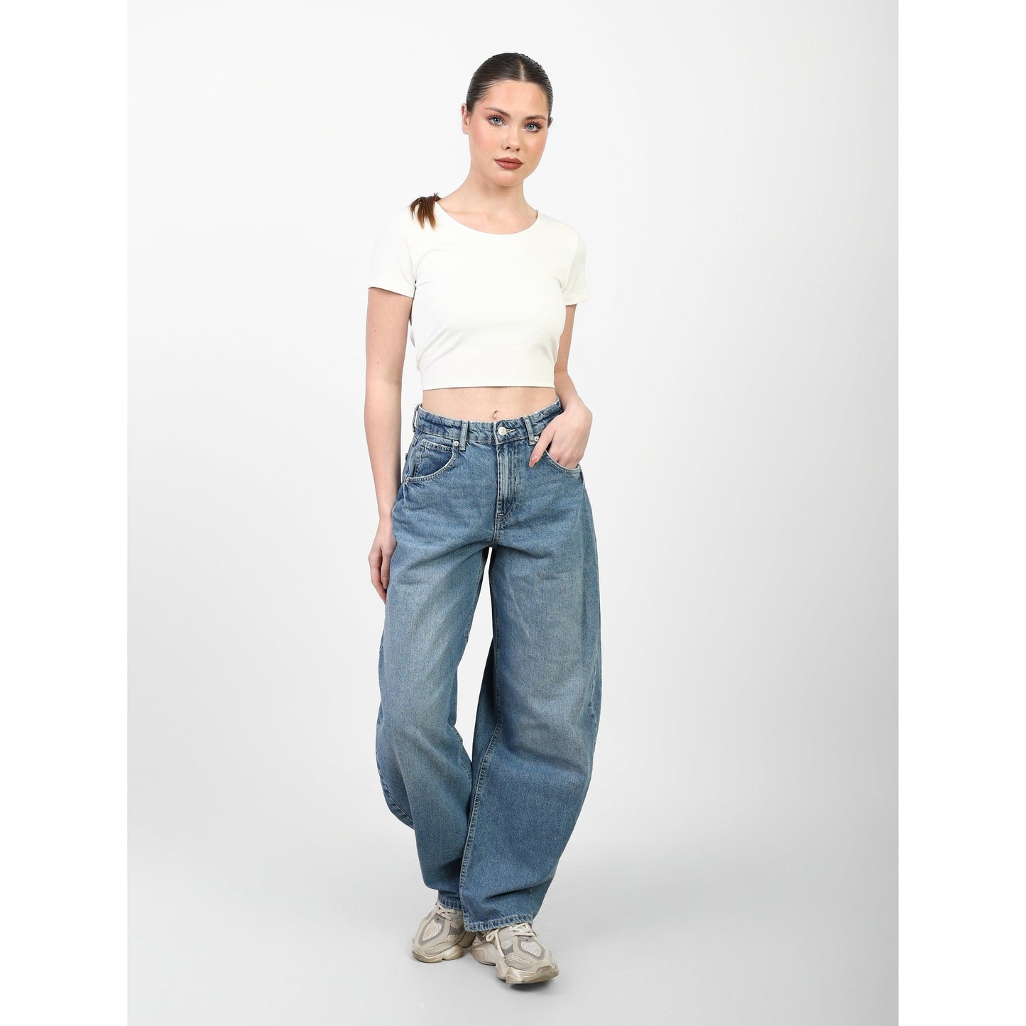 CROPPED WIDE NECK basic Double layer
