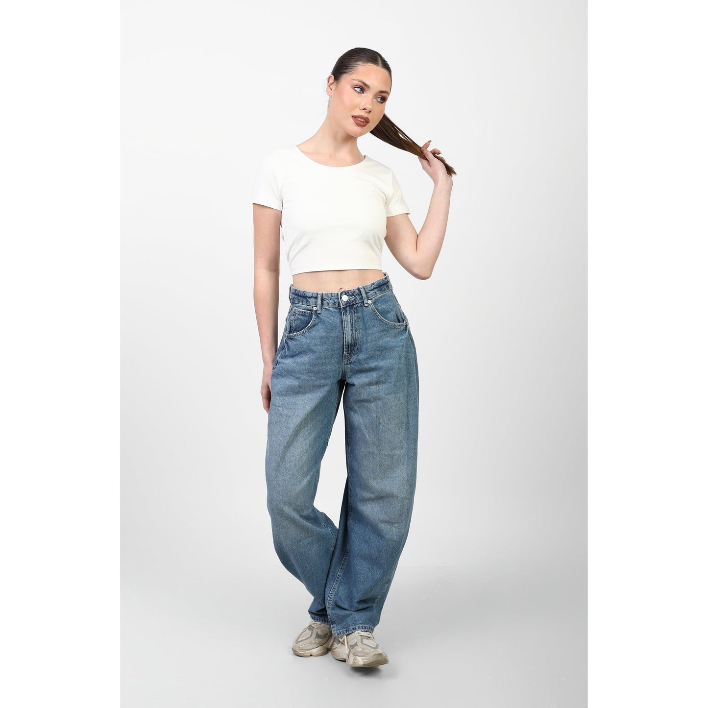 CROPPED WIDE NECK basic Double layer