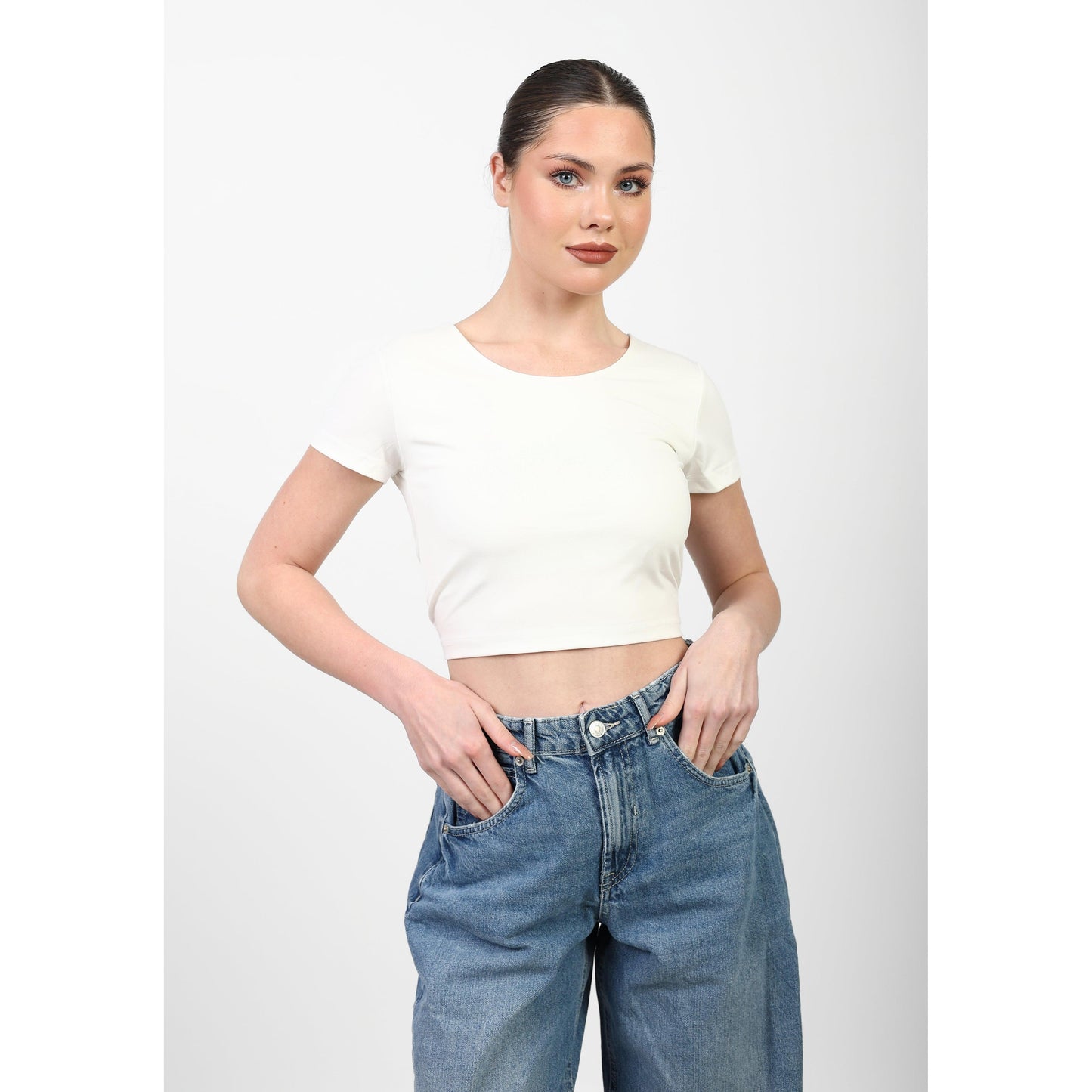 CROPPED WIDE NECK basic Double layer