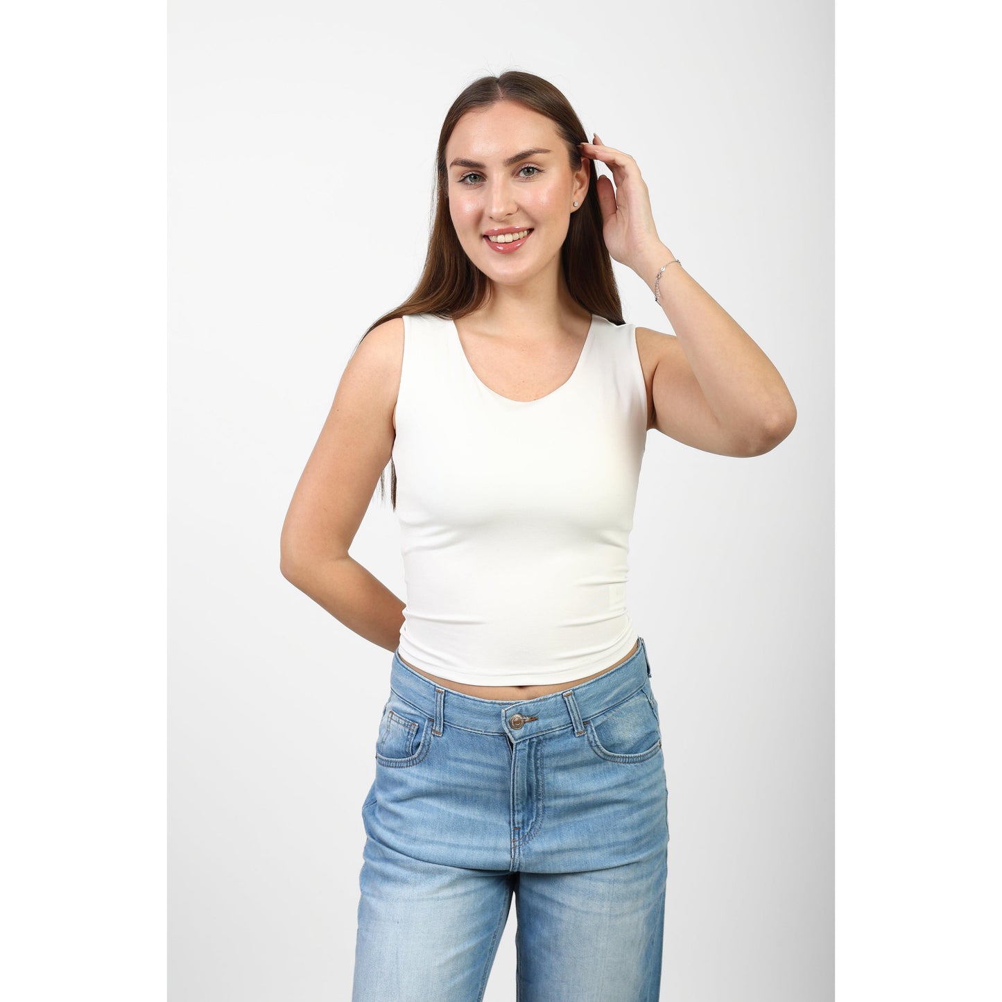 TANK TOP ROUND NECK basic Double layer