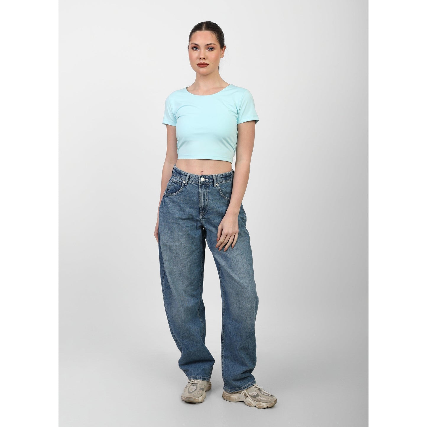 CROPPED WIDE NECK basic Double layer