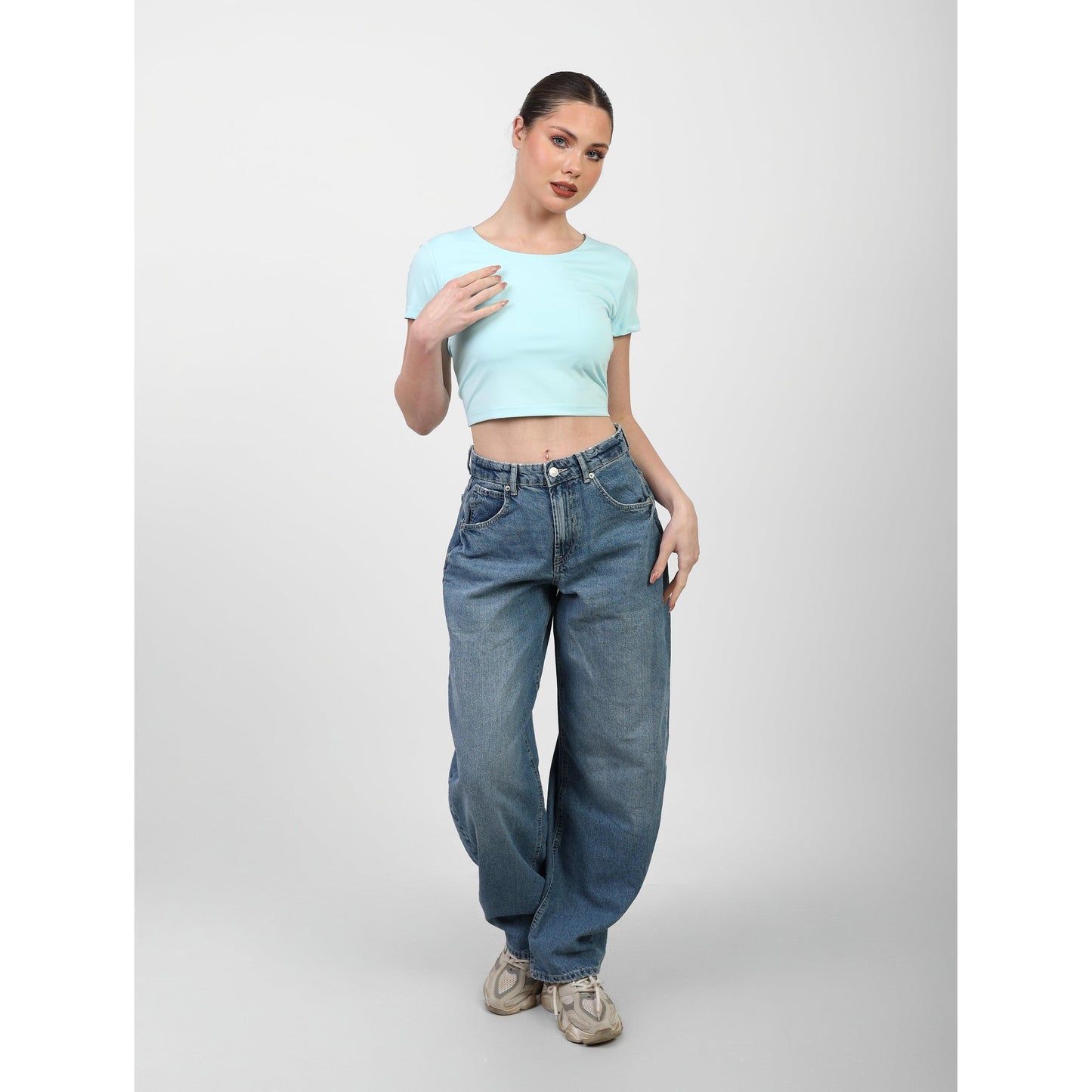 CROPPED WIDE NECK basic Double layer