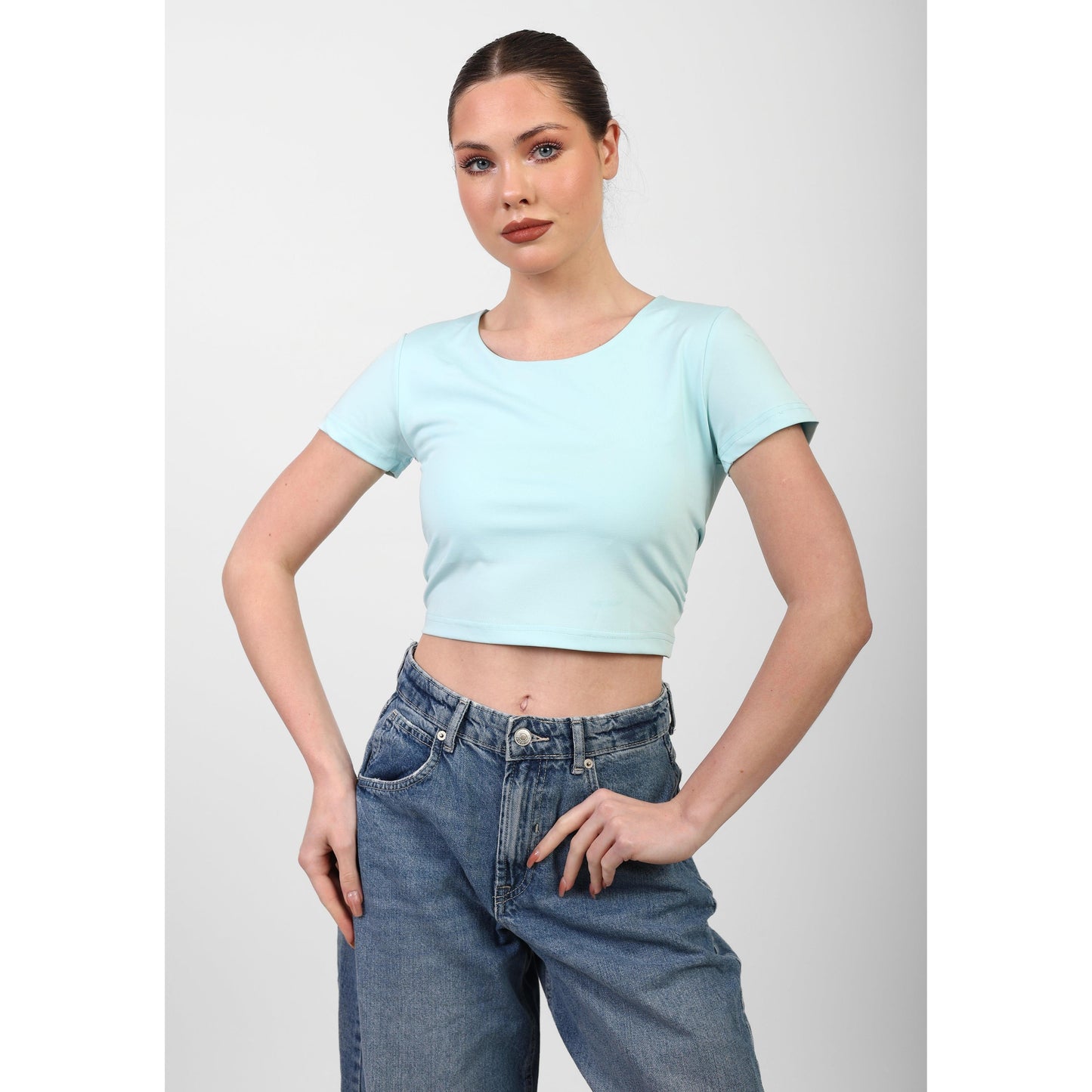 CROPPED WIDE NECK basic Double layer