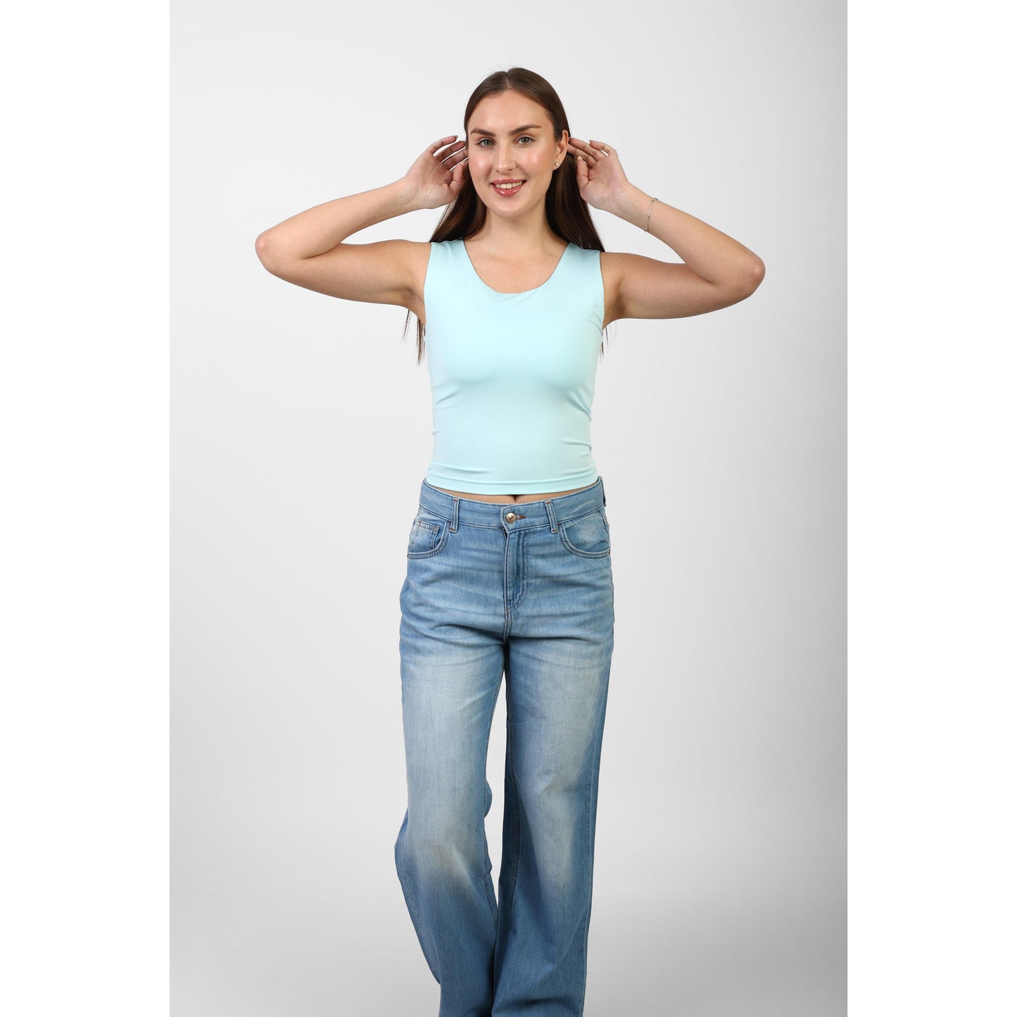 TANK TOP ROUND NECK basic Double layer