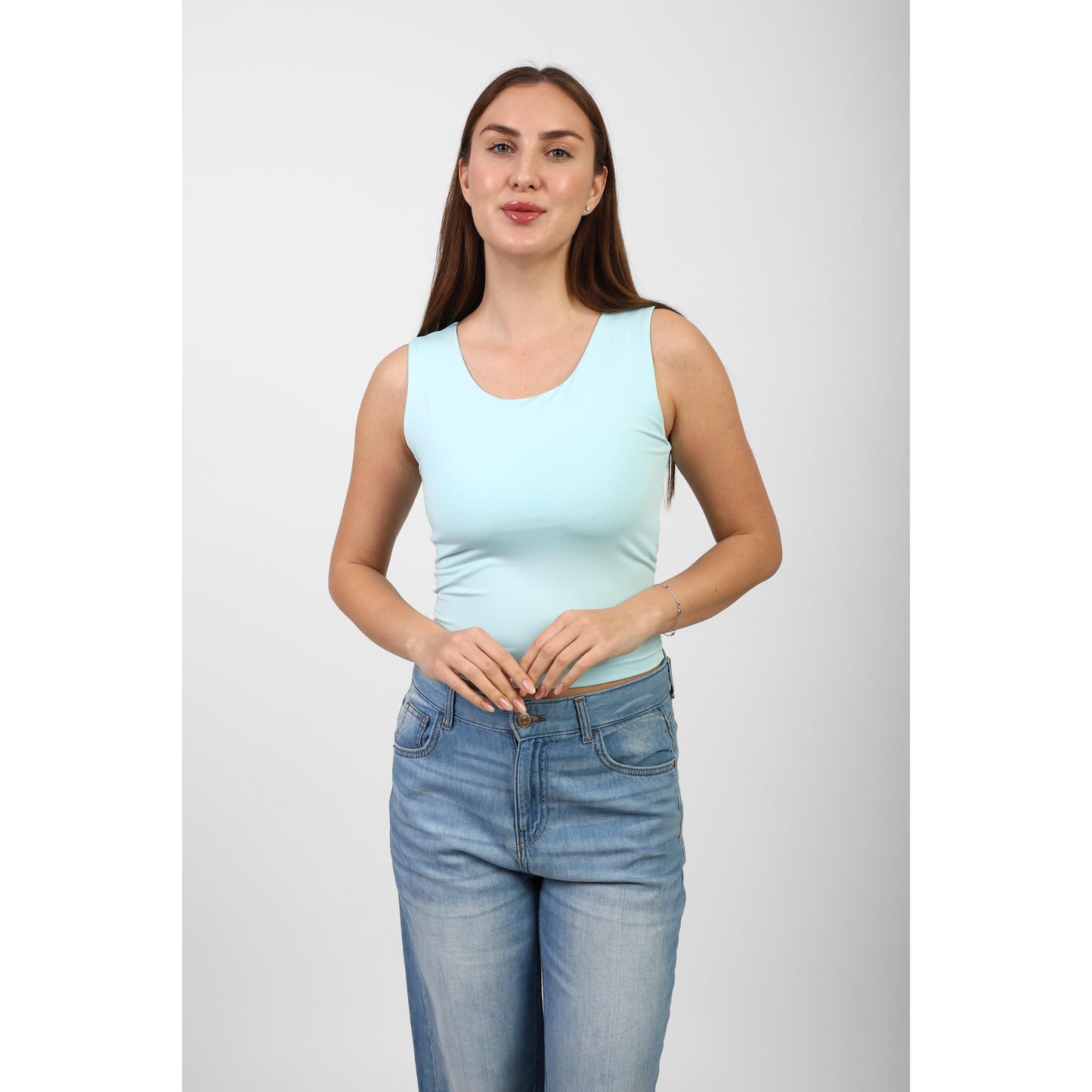 TANK TOP ROUND NECK basic Double layer
