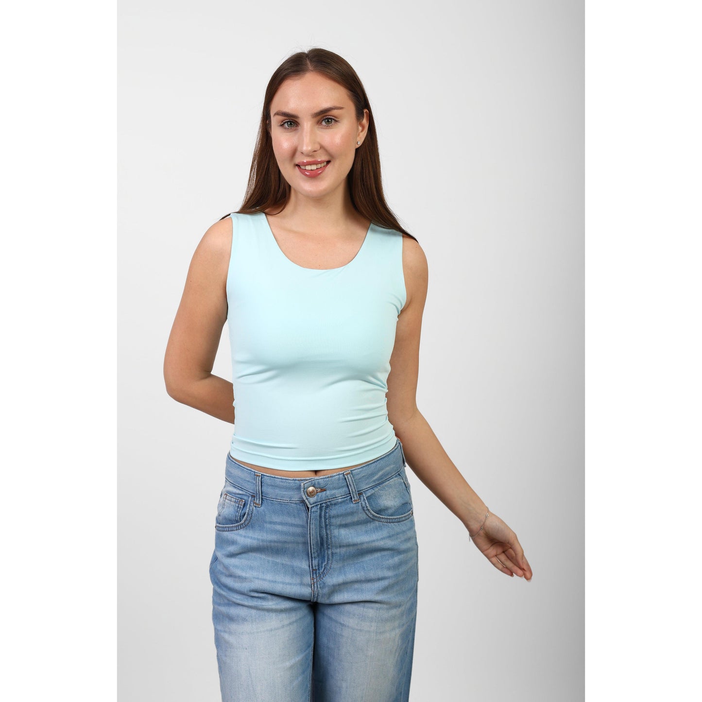 TANK TOP ROUND NECK basic Double layer