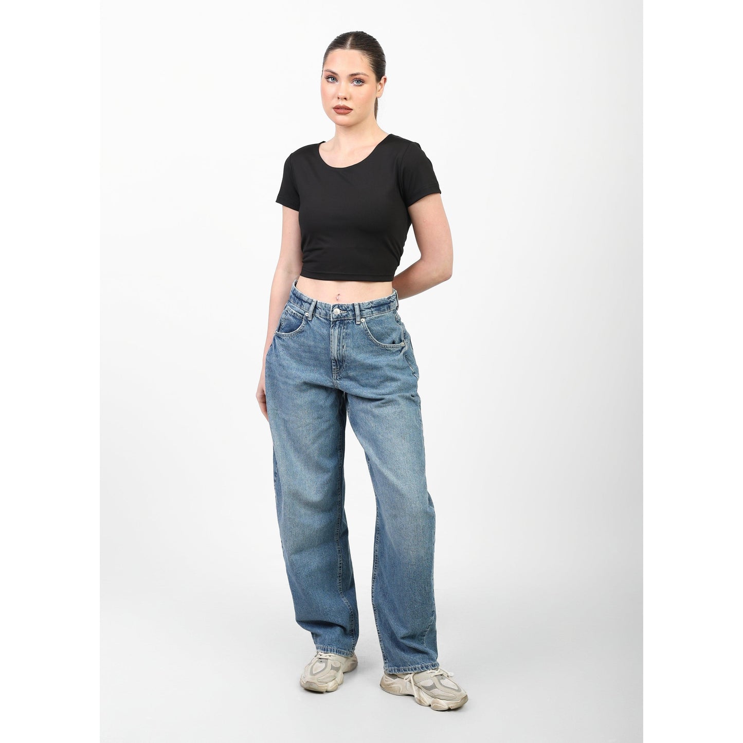 CROPPED WIDE NECK basic Double layer