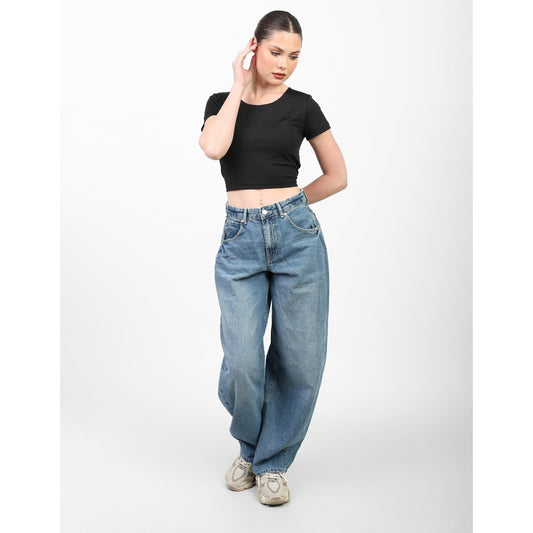 CROPPED WIDE NECK basic Double layer