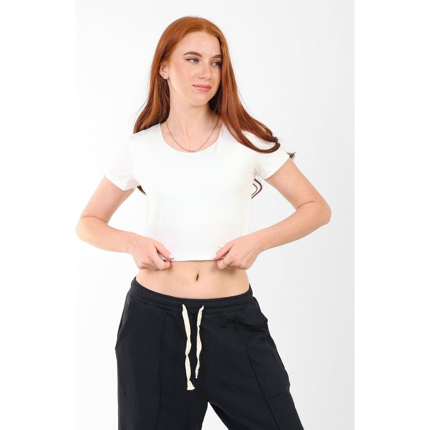 CROPPED WIDE NECK basic Double layer