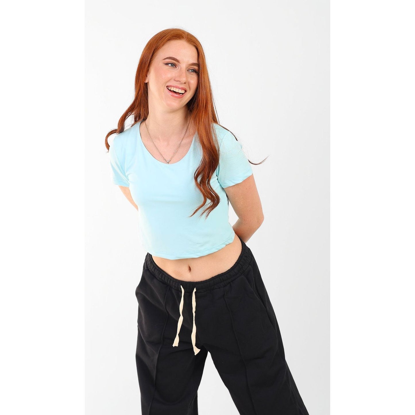 CROPPED WIDE NECK basic Double layer