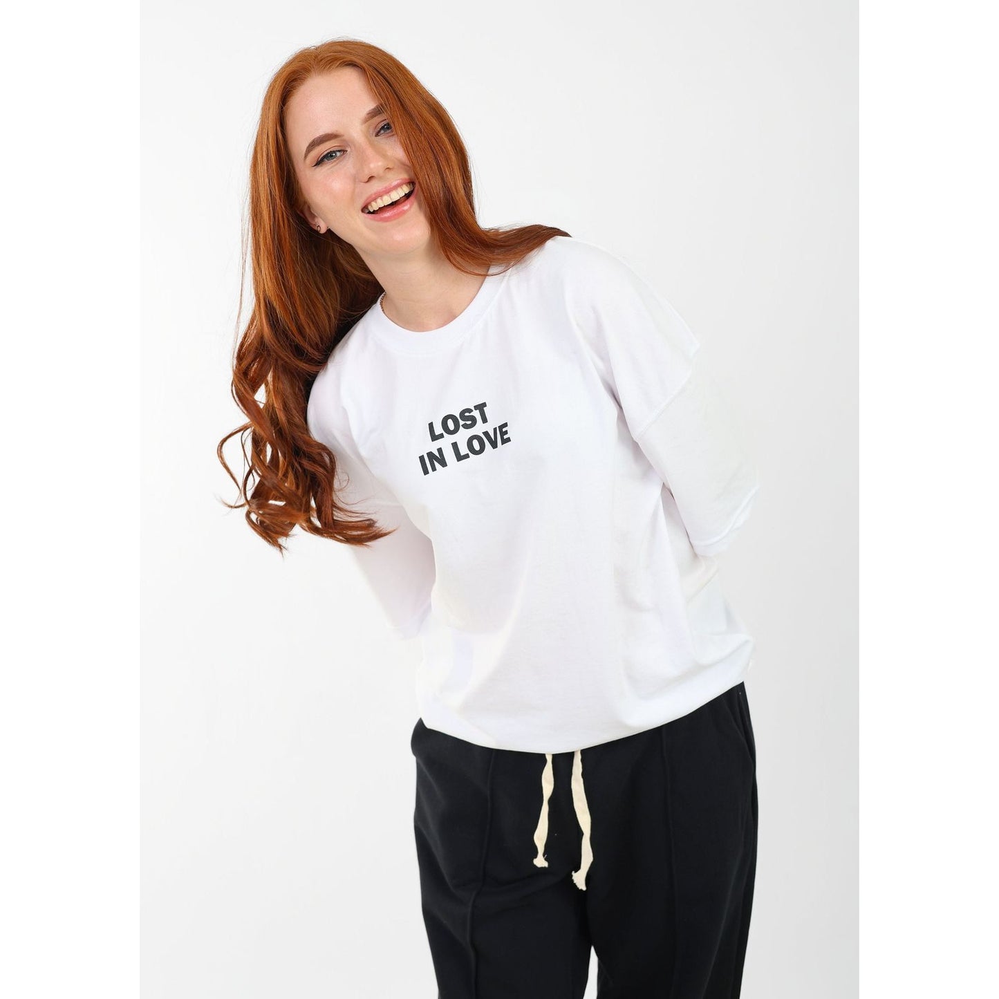 White T SHIRT over size  lost in love