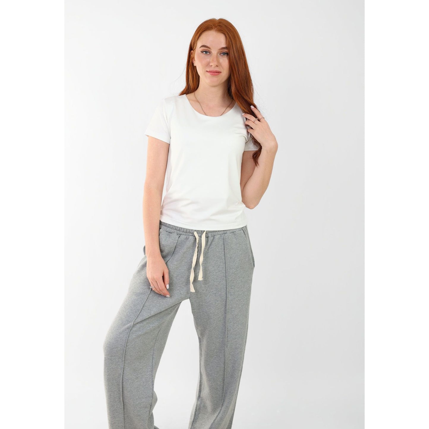 WIDE NECK SHORT SLEEVE basic Double layer