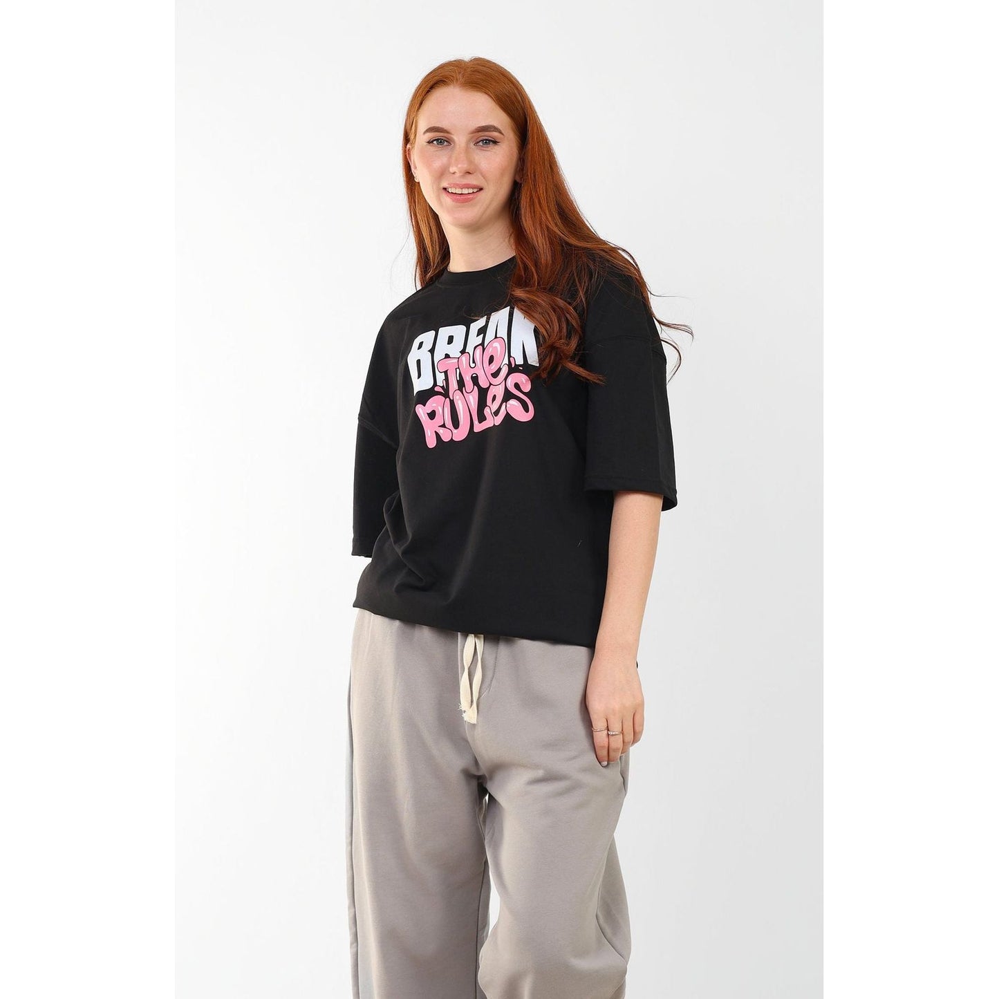 BLACK T- SHIRT over size prin break