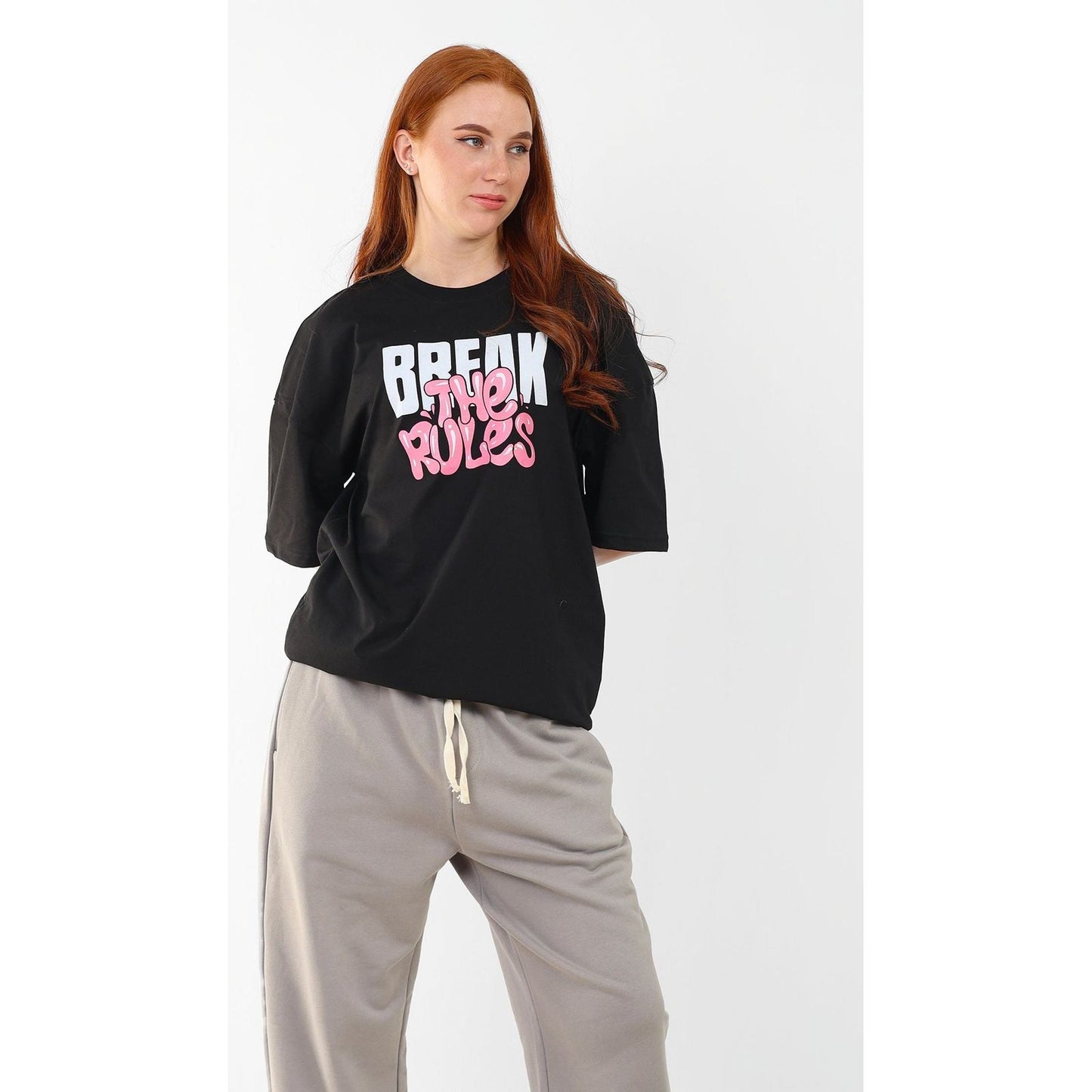 BLACK T- SHIRT over size prin break