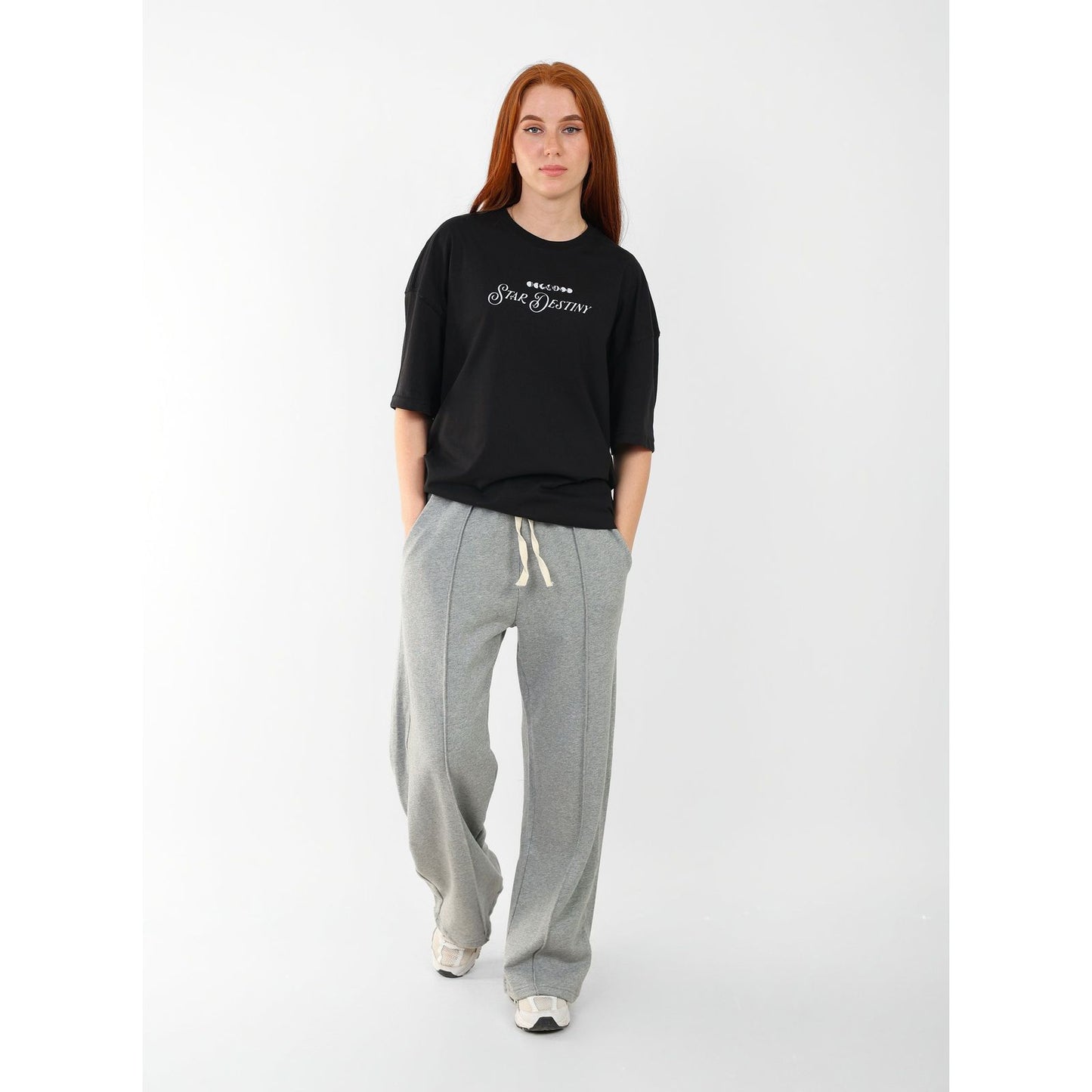 BLACK T- SHIRT over size  sun moon