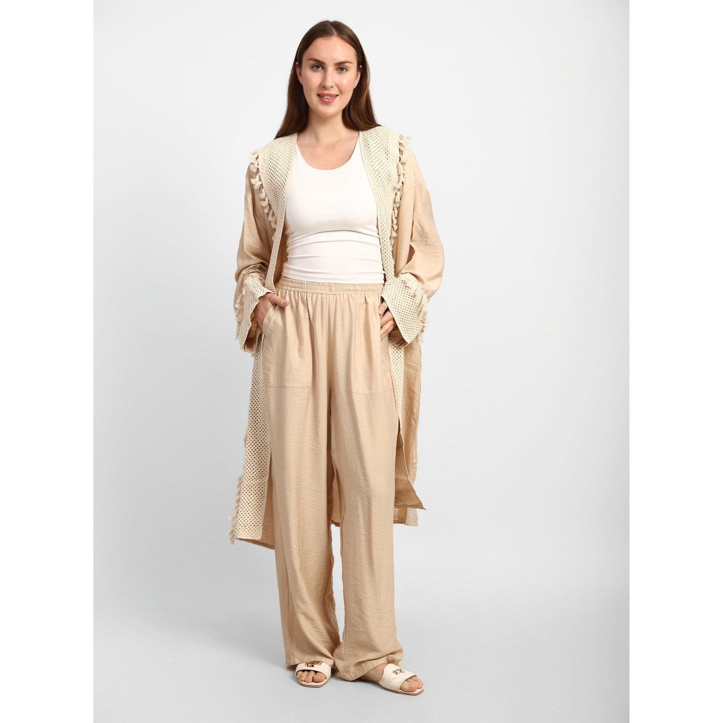 Linen Open Front Cardigan