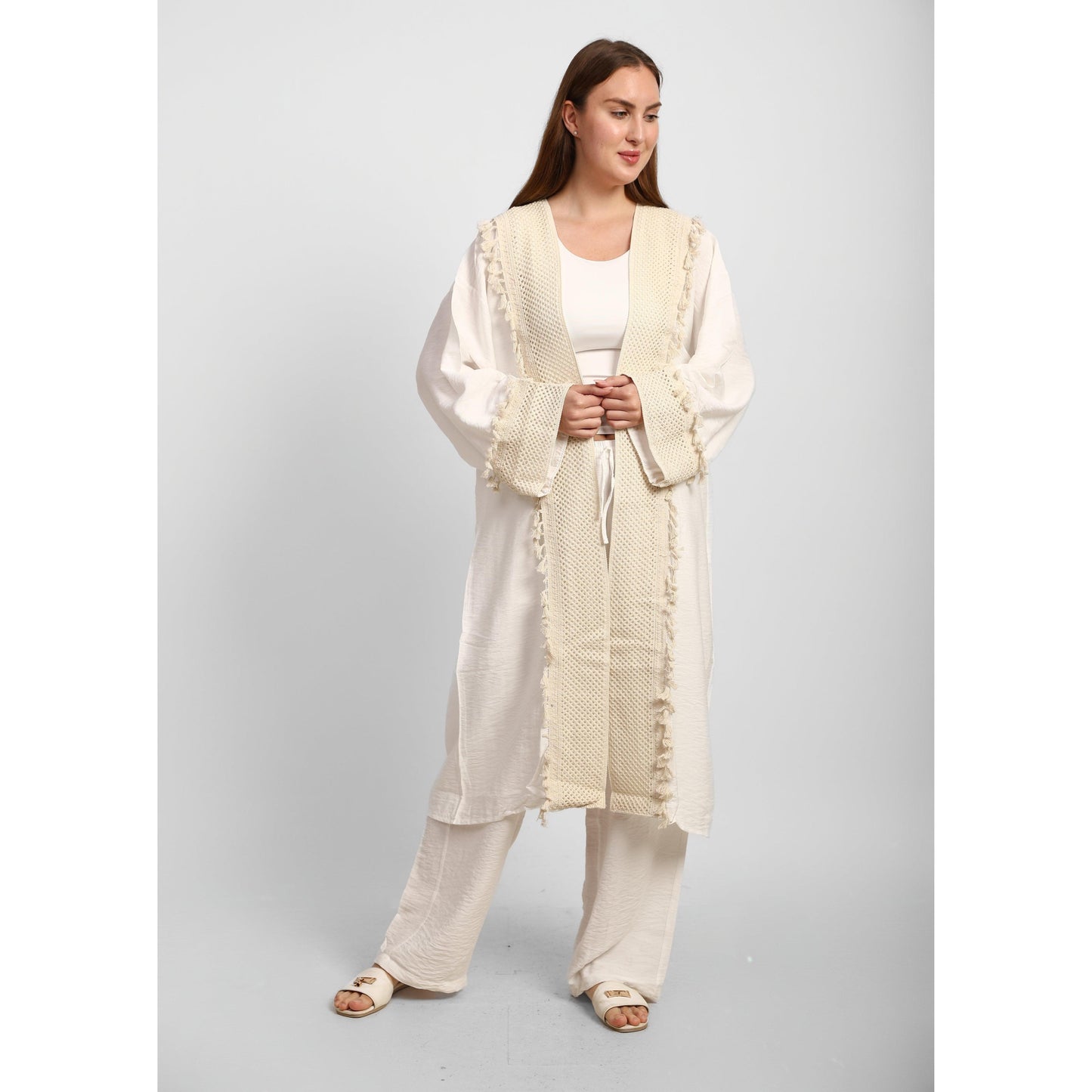 Linen Open Front Cardigan