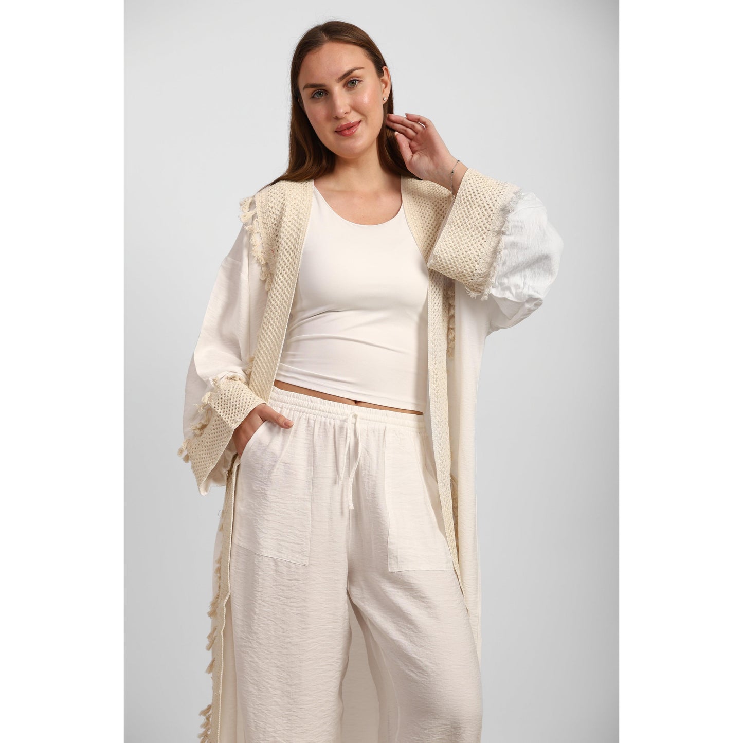 Linen Open Front Cardigan